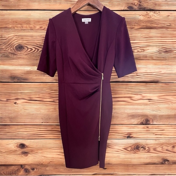 NWT Calvin Klein Zip Midi Sheath Dress | Size 2 | Sold Out Style - Picture 4 of 8